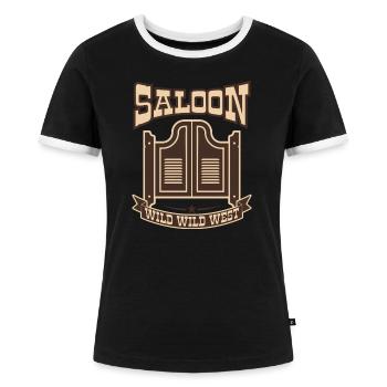 Wild Wild West Saloon - Vrouwen contrastshirt - zwart/wit - Voor - Selfina (174cm)
