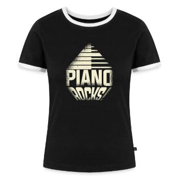 Klavier - Frauen Kontrast-T-Shirt - Schwarz/Weiß - Vorne - Selfina (174cm)