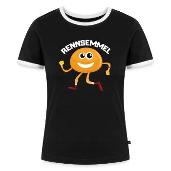 Joggen Jogging Marathon Lustiger Spruch Rennsemmel - Frauen Kontrast-T-Shirt - Schwarz/Weiß - Vorne - Selfina (174cm)