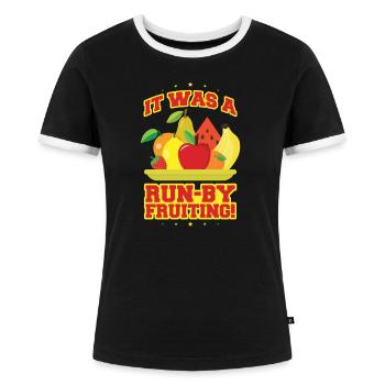 Run by fruiting - Frauen Kontrast-T-Shirt - Schwarz/Weiß - Vorne - Selfina (174cm)