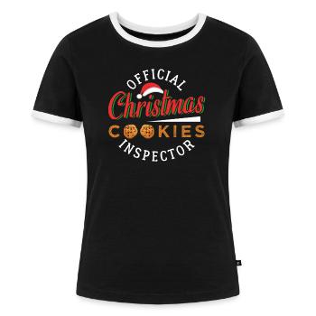 Official Christmas Cookies Inspector - Frauen Kontrast-T-Shirt - Schwarz/Weiß - Vorne - Selfina (174cm)