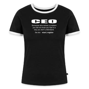 Ceo Description - Frauen Kontrast-T-Shirt - Schwarz/Weiß - Vorne - Selfina (174cm)