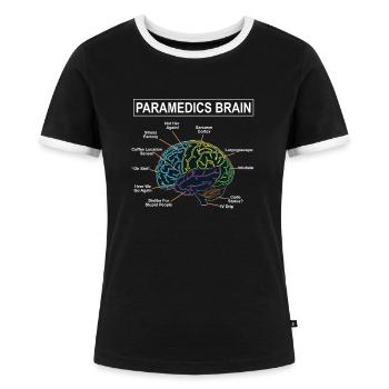Sanitäter Gedanken - Frauen Kontrast-T-Shirt - Schwarz/Weiß - Vorne - Selfina (174cm)