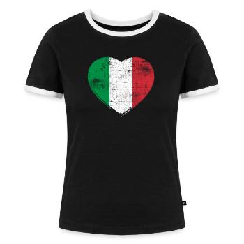Italien Herz - Frauen Kontrast-T-Shirt - Schwarz/Weiß - Vorne - Selfina (174cm)