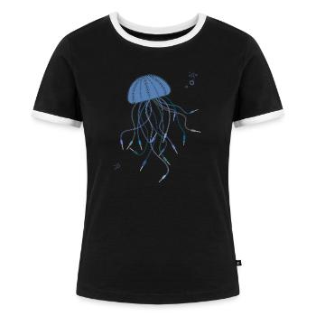 Modularer Quallen-Synthesizer - Frauen Kontrast-T-Shirt - Schwarz/Weiß - Vorne - Selfina (174cm)