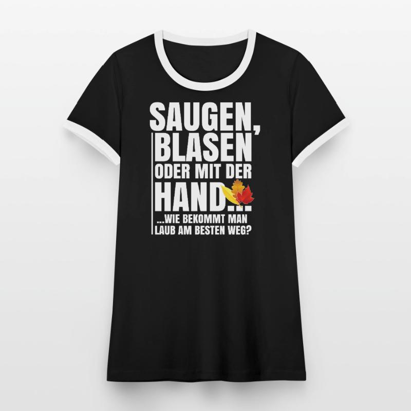 Saugen, Blasen oder mit der Hand Frauen Kontrast-T-Shirt
