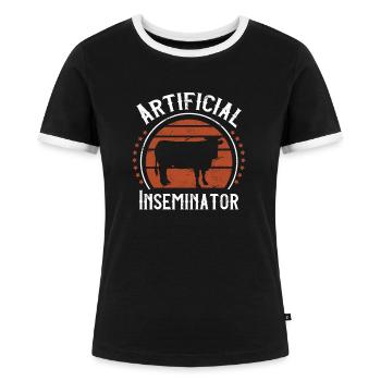 Éleveur de bétail Technicien en bovin d'insémination artificielle - T-shirt contrasté Femme - noir/blanc - Devant - Selfina (174cm)