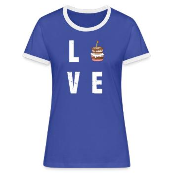 Kuchen Torte Törtchen Backen Bäcker Konditor Cake - Frauen Kontrast-T-Shirt - Blau/Weiß - Vorne