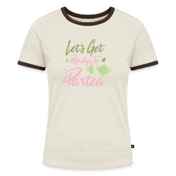 Préparons-nous pour le thé - T-shirt contrasté Femme - bleu/blanc - Devant