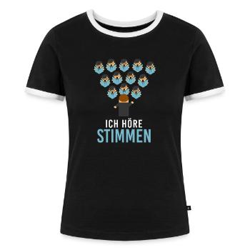 Ich Höre Stimmen Chor Chorleiter Dirigent Sänger - Frauen Kontrast-T-Shirt - Schwarz/Weiß - Vorne - Selfina (174cm)