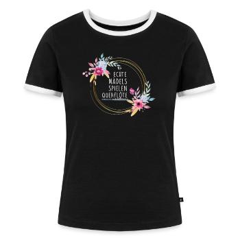 Querflöte Konzert Klassische Musik Flöte Orchester - Frauen Kontrast-T-Shirt - Schwarz/Weiß - Vorne - Selfina (174cm)