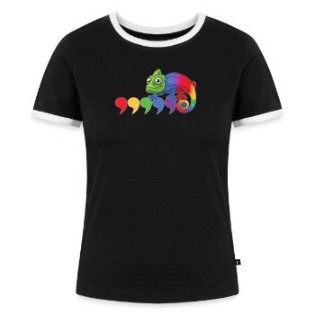 Chamäleon Komma - Frauen Kontrast-T-Shirt - Schwarz/Weiß - Vorne - Selfina (174cm)