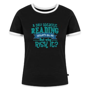 Lesen - Frauen Kontrast-T-Shirt - Schwarz/Weiß - Vorne - Selfina (174cm)