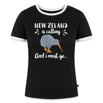 Neuseeland Kiwi - Frauen Kontrast-T-Shirt - Schwarz/Weiß - Vorne - Selfina (174cm)