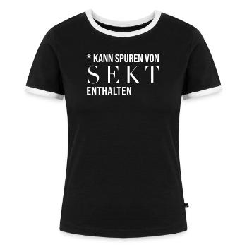 Kann spuren von Sekt enthalten - Frauen Kontrast-T-Shirt - Schwarz/Weiß - Vorne - Selfina (174cm)