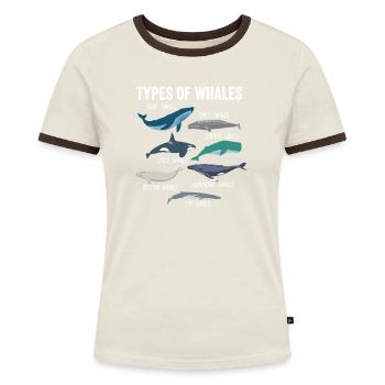 Types de baleines Mammifères marins mignons - T-shirt contrasté Femme - bleu/blanc - Devant