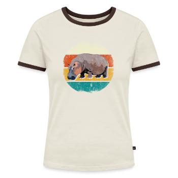 Hippopotame - T-shirt contrasté Femme - bleu/blanc - Devant