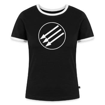 Iron Front Antifa - Antiracisme et antifasciste - T-shirt contrasté Femme - noir/blanc - Devant - Selfina (174cm)