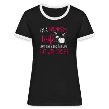 Schlagzeug Frau - Frauen Kontrast-T-Shirt - Schwarz/Weiß - Vorne - Selfina (174cm)