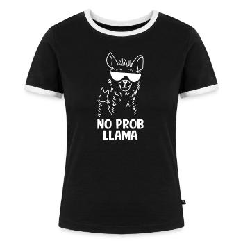 Gangster Lama Alpaka Brille - Frauen Kontrast-T-Shirt - Schwarz/Weiß - Vorne - Selfina (174cm)