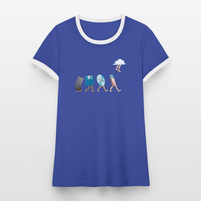 Computer engineering software floppy disk USB cloud Women's Ringer T-Shirt