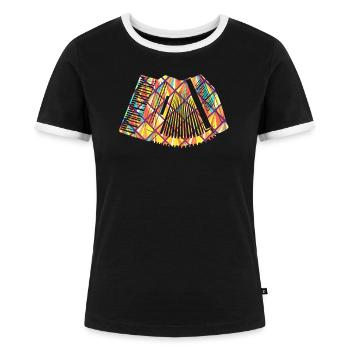 Accordion Accordion Geometric - Women's Ringer T-Shirt - black/white - Front - Selfina (174cm)