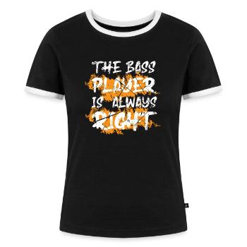 Bass Gitarre Bassist Spieler EADG Bassisten - Frauen Kontrast-T-Shirt - Schwarz/Weiß - Vorne - Selfina (174cm)