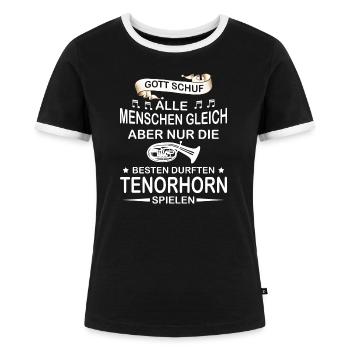 Tenorhorn Blasmusik Tenorhornisten Orchester - Frauen Kontrast-T-Shirt - Schwarz/Weiß - Vorne - Selfina (174cm)