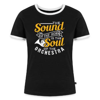 Horn Orchester Geschenk - Frauen Kontrast-T-Shirt - Schwarz/Weiß - Vorne - Selfina (174cm)