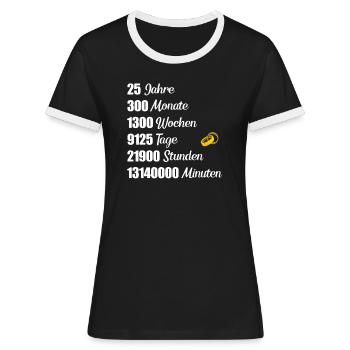 Silberhochzeit - Frauen Kontrast-T-Shirt - Schwarz/Weiß - Vorne - Selfina (174cm)