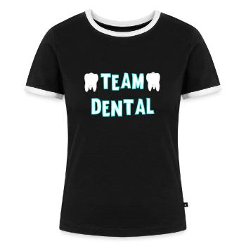 Zahnarzthelferin Zahnärztin Zahnpraxis Team Dental - Frauen Kontrast-T-Shirt - Schwarz/Weiß - Vorne - Selfina (174cm)