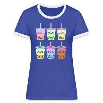 Bubble Tee Boba Tea - Women's Ringer T-Shirt - blue/white - Front
