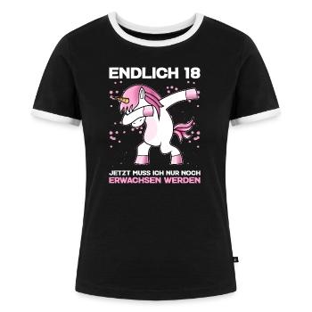Endlich 18 Jetzt Muss Ich Nur Noch Erwachsen - Frauen Kontrast-T-Shirt - Schwarz/Weiß - Vorne - Selfina (174cm)