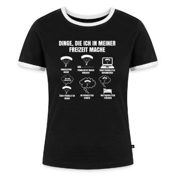 Dinge Die Ich In Meiner Freizeit Mache Paragleiten - Frauen Kontrast-T-Shirt - Schwarz/Weiß - Vorne - Selfina (174cm)
