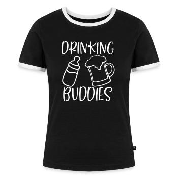 Père bébé naissance bière idée cadeau parents - T-shirt contrasté Femme - noir/blanc - Devant - Selfina (174cm)