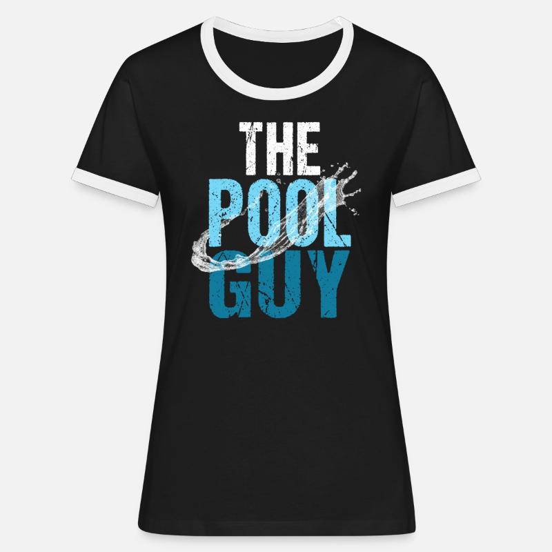 Pool pool boy swimming - Women's Ringer T-Shirt - black/white