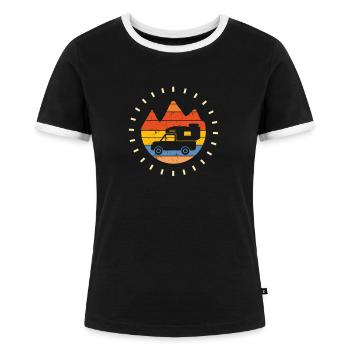 Pickup Camper Vintage Wohnkabine Retro Camping - Frauen Kontrast-T-Shirt - Schwarz/Weiß - Vorne - Selfina (174cm)