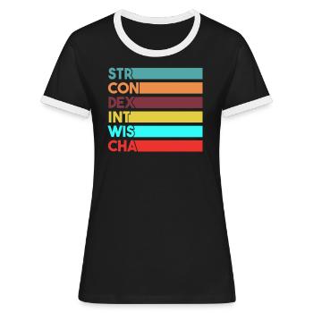Gamer Stats Gift - Women's Ringer T-Shirt - black/white - Front - Selfina (174cm)