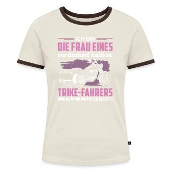 Trike Dreirad Trikefahrerin Spruch Motorradfahrer - Frauen Kontrast-T-Shirt - Blau/Weiß - Vorne