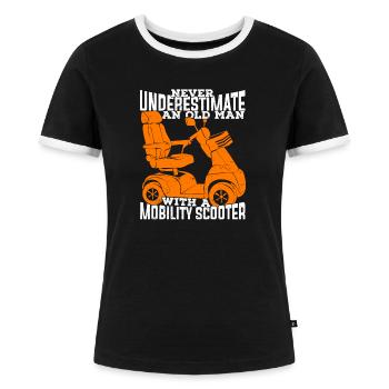 Opa Elektromobil Alter Mann Großvater Geschenk - Frauen Kontrast-T-Shirt - Schwarz/Weiß - Vorne - Selfina (174cm)