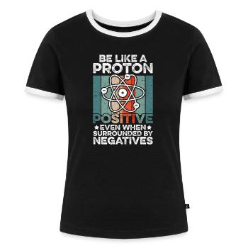 Like A Proton - Cadeau - T-shirt contrasté Femme - noir/blanc - Devant - Selfina (174cm)