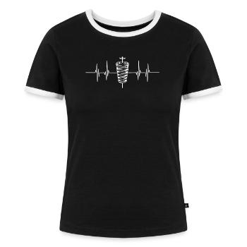 Döner - Frauen Kontrast-T-Shirt - Schwarz/Weiß - Vorne - Selfina (174cm)