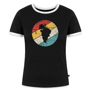 Obst Trauben Wein Traube Weinrebe Retro Geschenk - Frauen Kontrast-T-Shirt - Schwarz/Weiß - Vorne - Selfina (174cm)