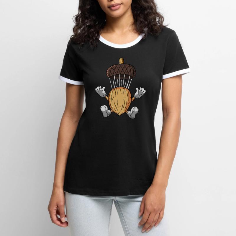 Fallschirm Eichel Eiche Baum Frauen Kontrast-T-Shirt