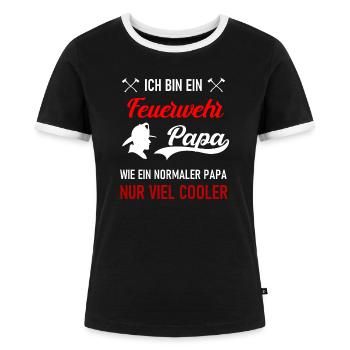 Feuerwehr Papa - Frauen Kontrast-T-Shirt - Schwarz/Weiß - Vorne - Selfina (174cm)
