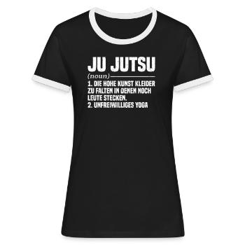 Ju Jutsu Brasilianisches Kampfkunsttraining - Frauen Kontrast-T-Shirt - Schwarz/Weiß - Vorne - Selfina (174cm)