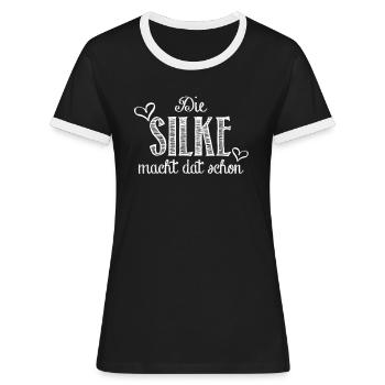 silke - Frauen Kontrast-T-Shirt - Schwarz/Weiß - Vorne - Selfina (174cm)