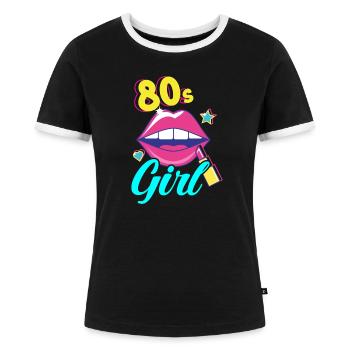 Tenue de fête des années 80 Costume de fête des années 80 - T-shirt contrasté Femme - noir/blanc - Devant - Selfina (174cm)
