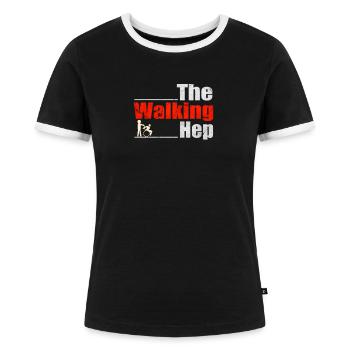 The Walking HEP Heilerziehungspflege Pflegekraft - Frauen Kontrast-T-Shirt - Schwarz/Weiß - Vorne - Selfina (174cm)