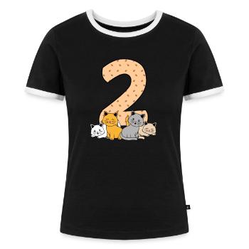 2. Geburtstag - Frauen Kontrast-T-Shirt - Schwarz/Weiß - Vorne - Selfina (174cm)